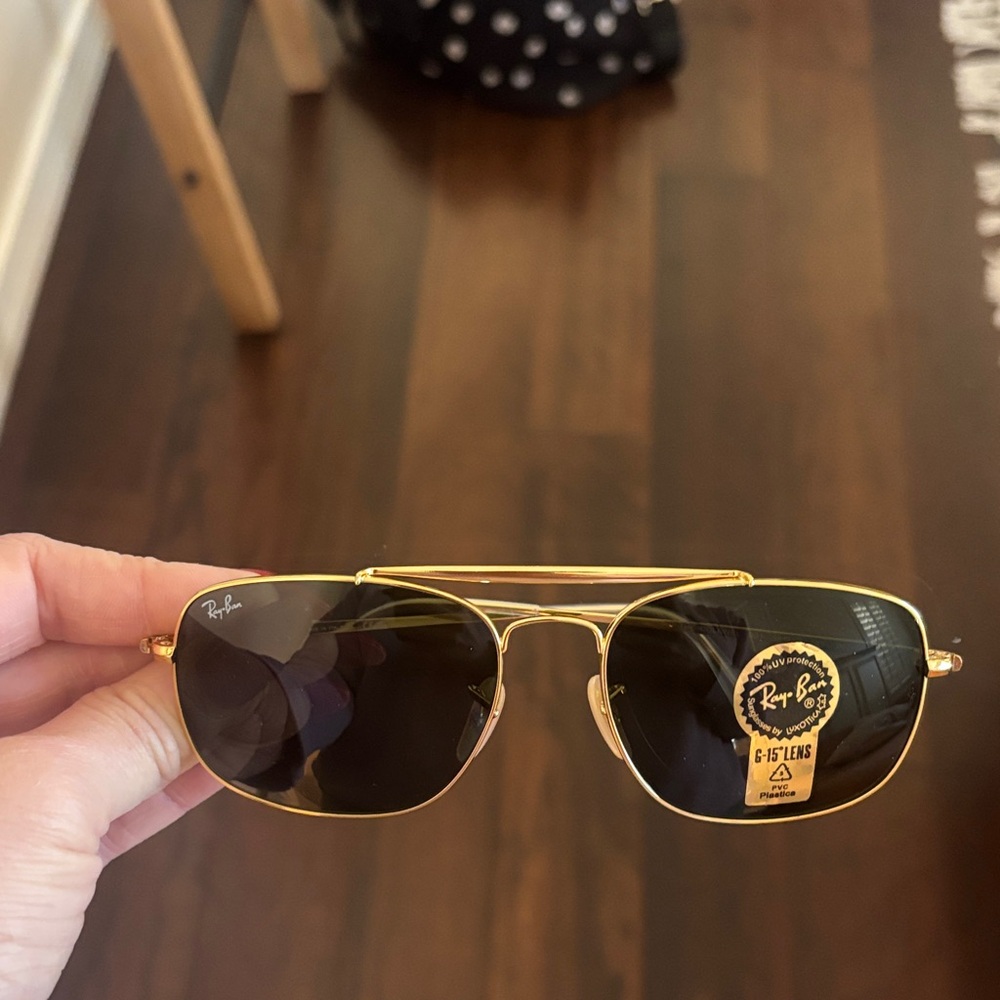 Ray-Ban Colonel Arista Gold Frame Sunglasses with G-15 Green Lenses
